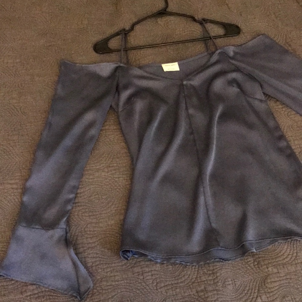 Satin-like blue top